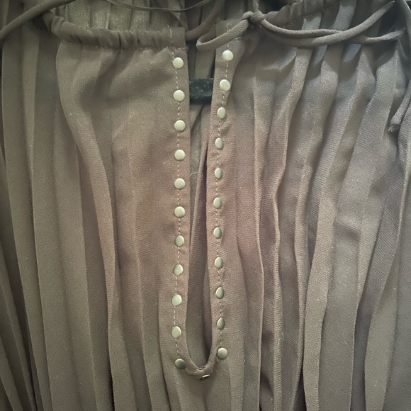 Zara | Black Chiffon Dress | V-Neck | Mid-Length | Long Sleeve - Picture 7 of 8